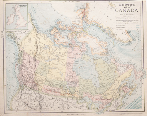 antique map of CANADA 1884